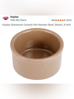 Kaytee Brown Stoneware Pet Bowl